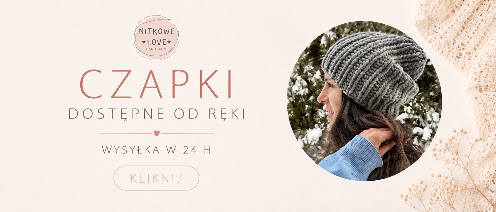 Czapki wełniane ręcznie robione czapki dostępne od ręki