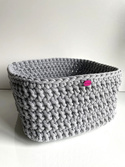 Ręcznie robiony Koszyk ze sznurka bawełnianego dno 25x25, wysokość 15 cm Jasny Szary 100