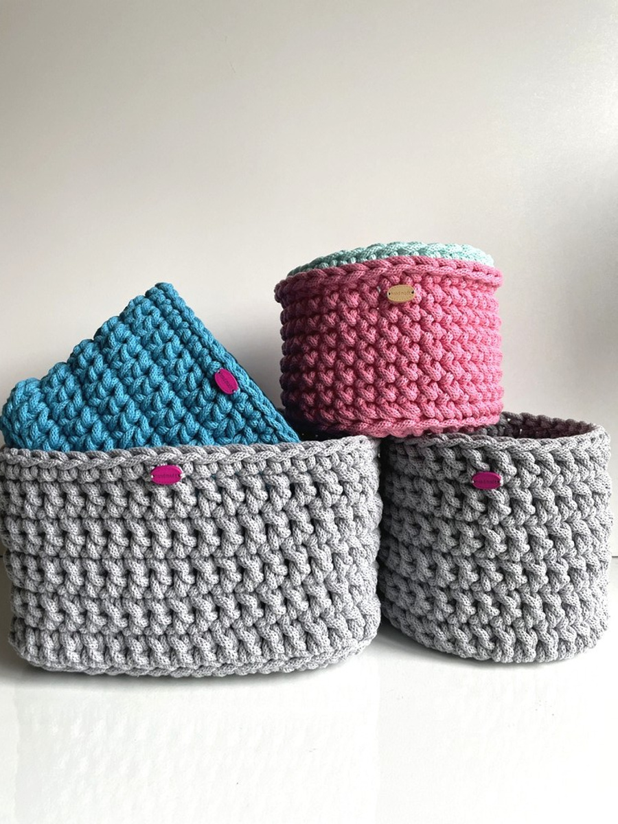 Koszyk ze sznurka bawełnianego Jasny Szary 100 16x17 cm