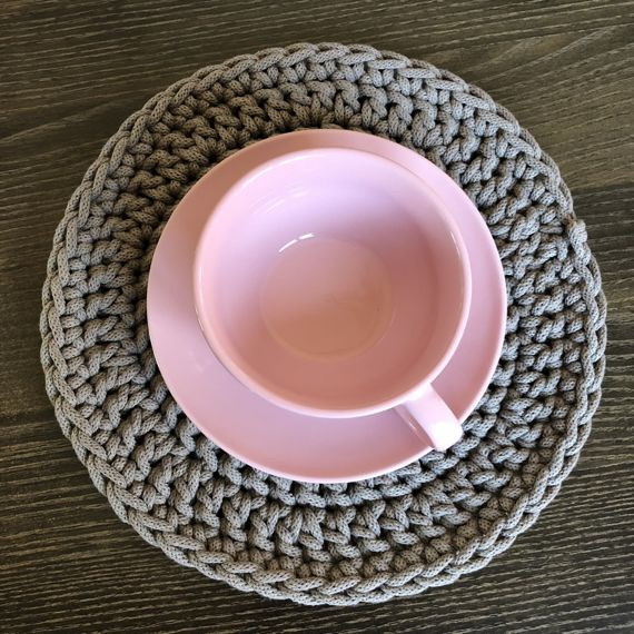 Podkładka pod talerz ze sznurka bawełnianego 30 cm ciemny beż