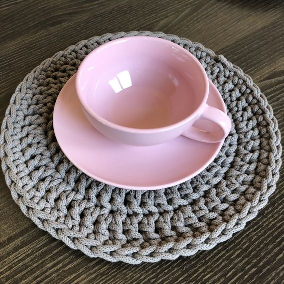 Podkładka pod talerz ze sznurka bawełnianego 30 cm ciemny beż