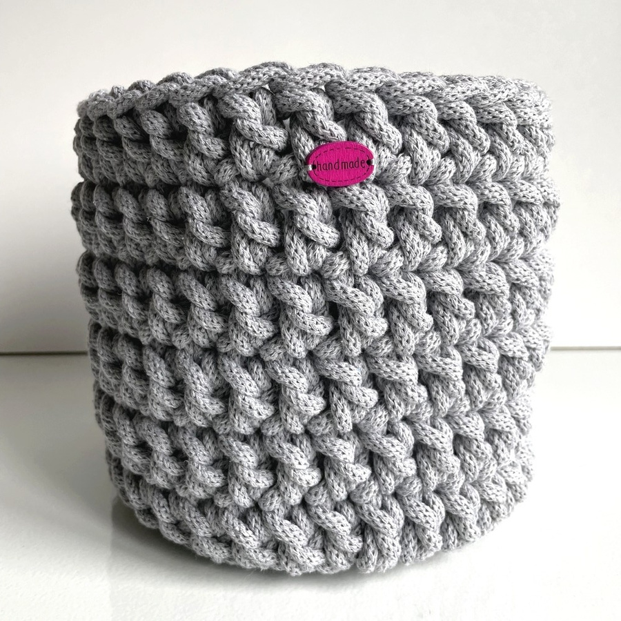 Koszyk ze sznurka bawełnianego Jasny Szary 100 16x17 cm