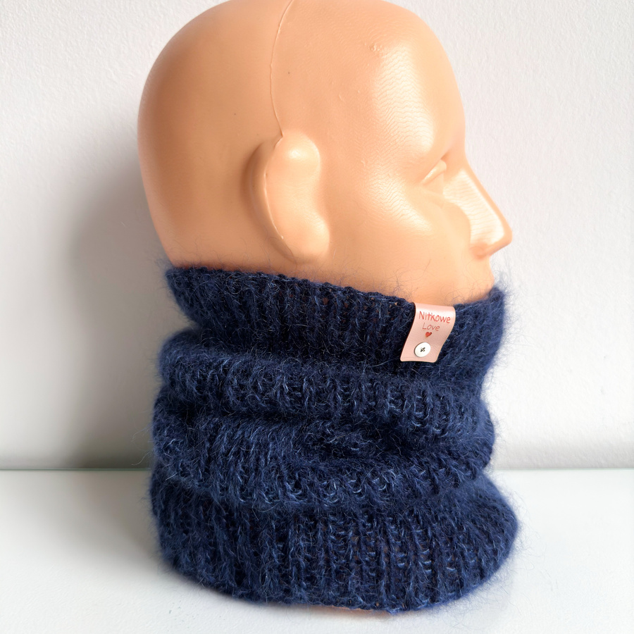 Ręcznie robiony KOMIN AUREA 100% Baby Merino plus moher i jedwab 13/28 Granatowy